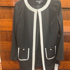 Karl Lagerfeld Black Jacket with White Trim NWT